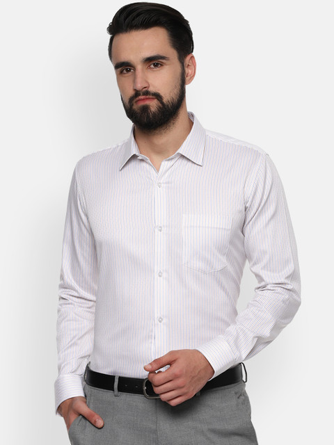 

Van Heusen Men White Slim Fit Striped Formal Shirt
