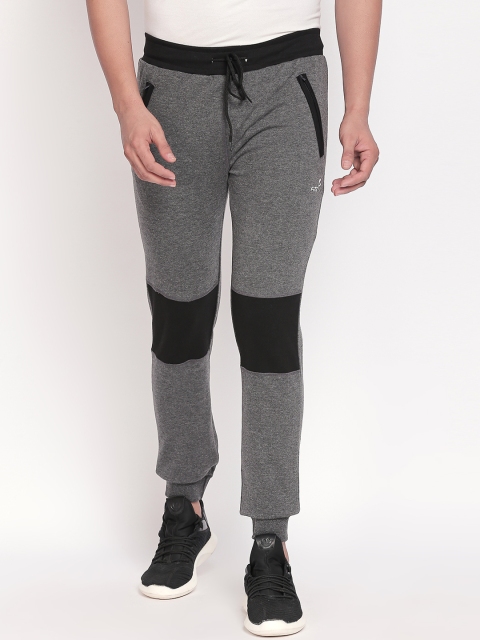 

Fitz Men Grey Self-Design Slim-Fit Track Pants, Charcoal