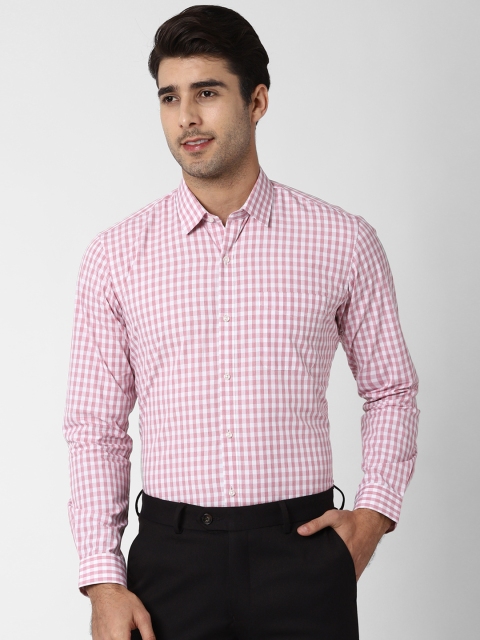 

Peter England Men Pink & White Regular Fit Checked Formal Shirt