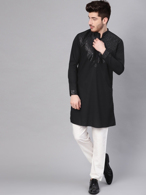 

See Designs Men Black & White Printed Kurta with Trousers