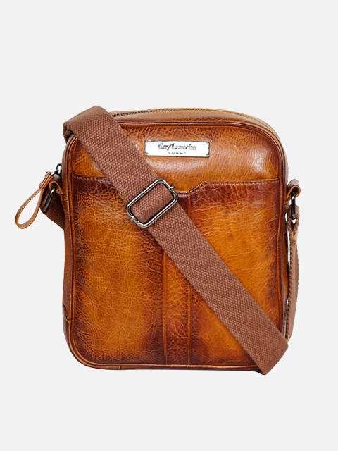 

Justanned Men Tan Brown Solid Leather Messenger Bag