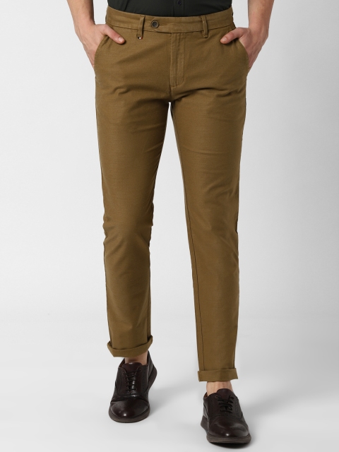 

Peter England Casuals Men Khaki Solid Slim Fit Regular Trousers