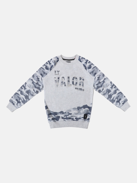 

Lil Tomatoes Boys Grey & Navy Blue Printed Sweatshirt