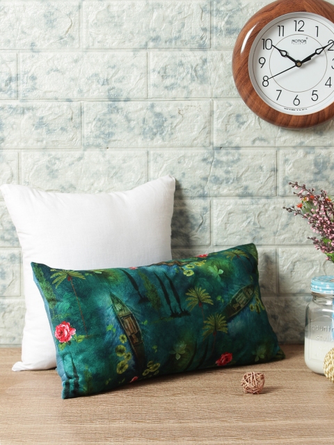 

India Circus by Krsnaa Mehta Green Single Floral Rectangle Velvet Cushion Cover