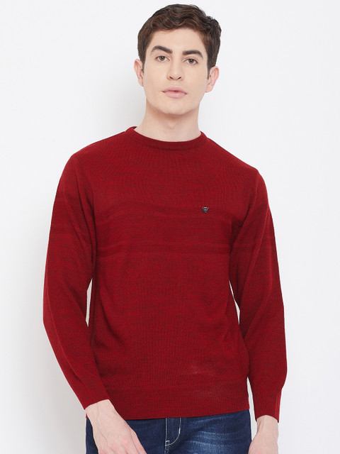 

Okane Men Red Solid Pullover Sweater