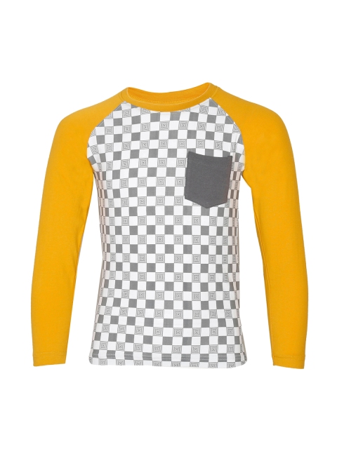 

HELLCAT Boys Yellow & Grey Printed Round Neck T-shirt