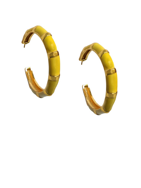 

Foxy Sperks Yellow & Gold-Plated Circular Half Hoop Earrings