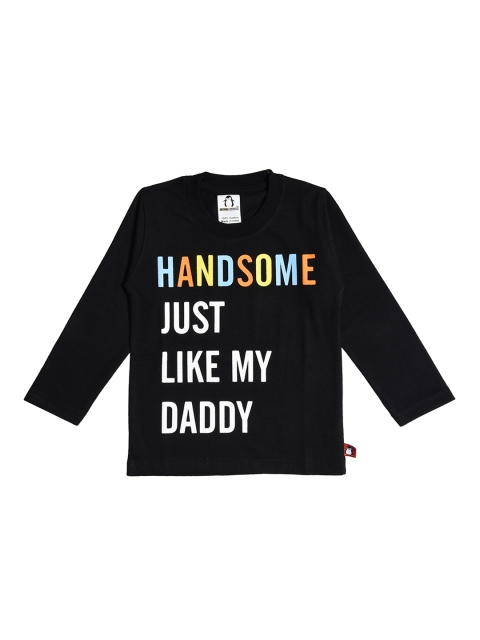 

CRAZYPENGUIN Boys Black & White Printed Round Neck T-shirt