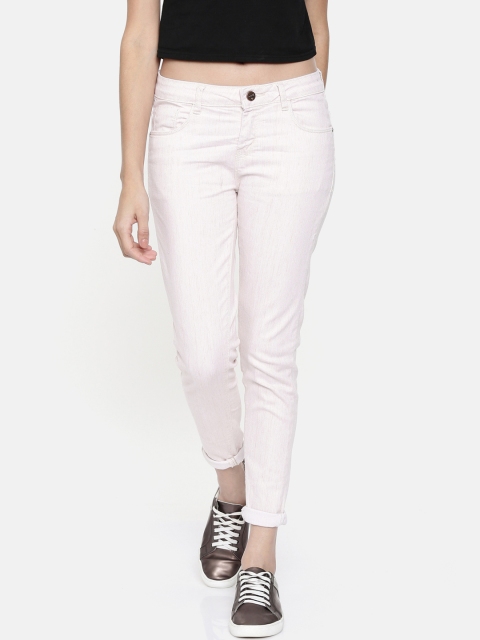 

ZHEIA Women Cream-Coloured Skinny Fit Mid-Rise Clean Look Jeans