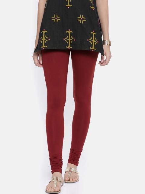 

Bitz Women Maroon Solid Churidar-Length Leggings