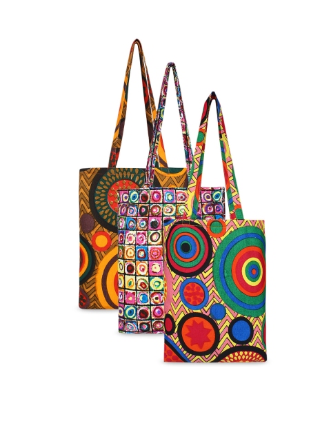 

Anekaant Pack of 3 Printed Eco-Friendly Tote Bag, Multi