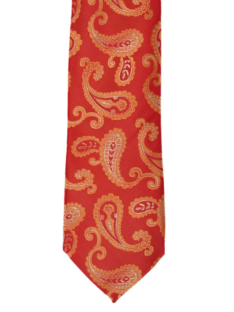 

Calvadoss Red & Orange Woven Design Broad Tie