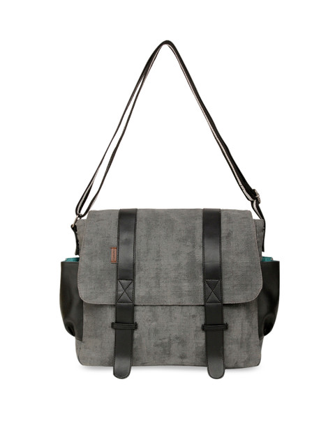 

FUKURO Unisex Grey Textured Messenger Bag