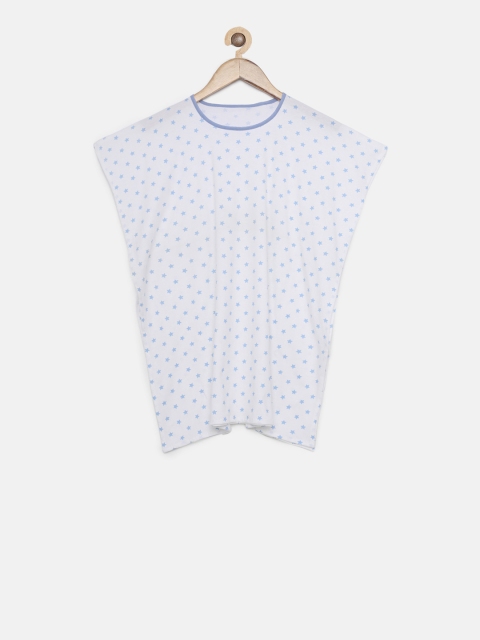 

The Kaftan Company Girls White & Blue Printed Kaftan Nightdress