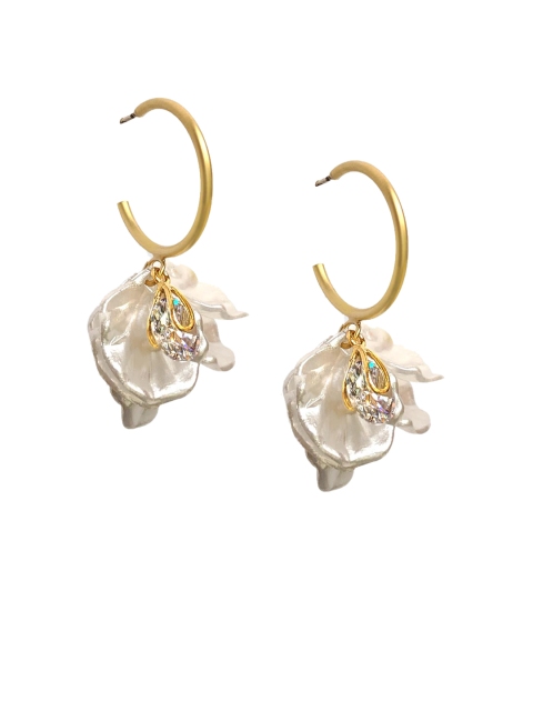 

Foxy Sperks White & Gold-Plated Contemporary Drop Earrings