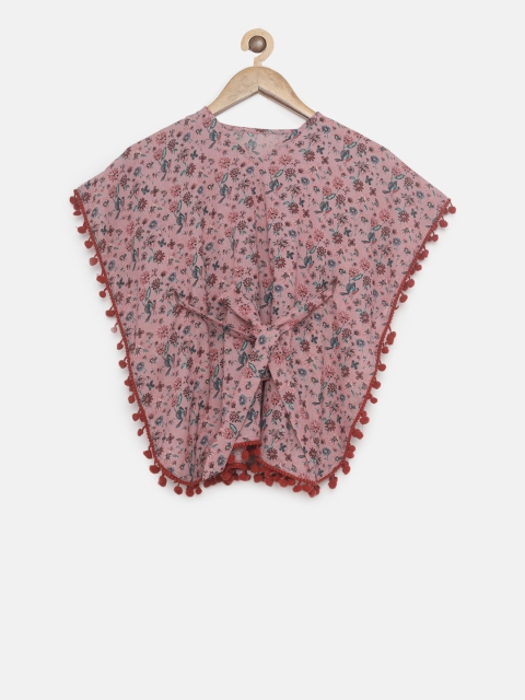 

The Kaftan Company Girls Pink Floral Print Kaftan Top