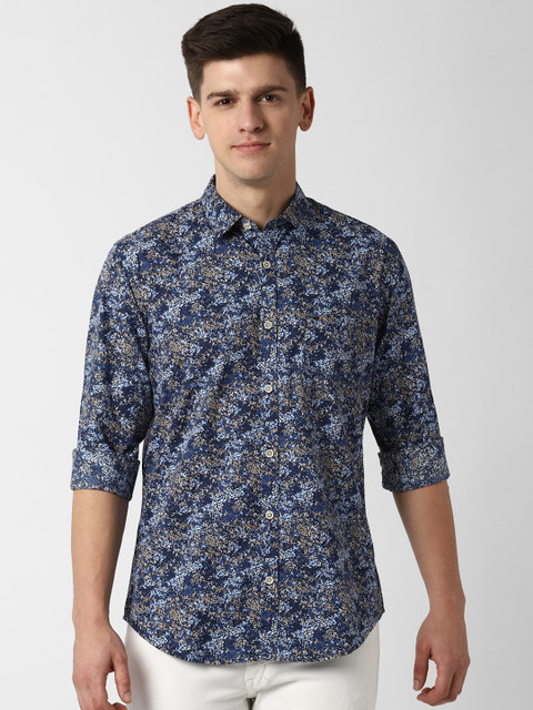 

Peter England Casuals Men Navy Blue & Black Slim Fit Printed Casual Shirt