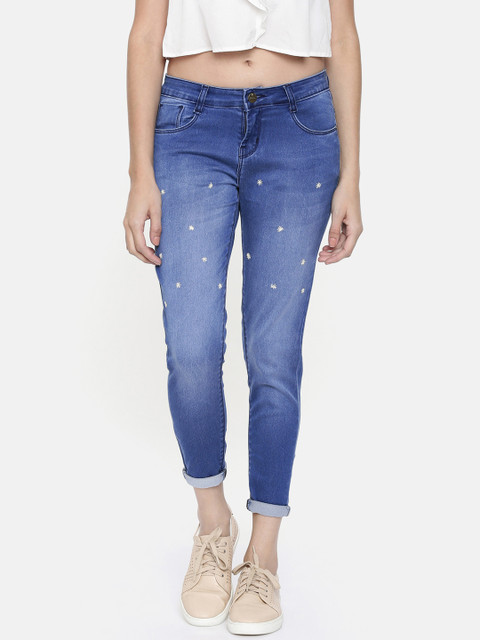 

ZHEIA Women Blue Skinny Fit Mid-Rise Clean Look Cropped Jeans