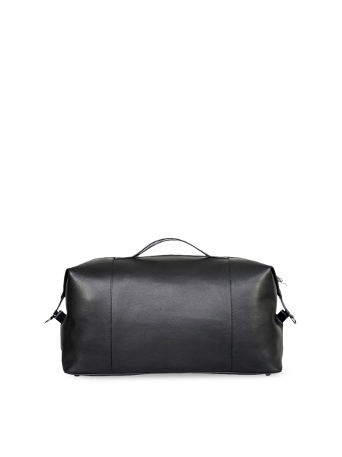 

Justanned Men Black Textured Bovine Leather Duffel Bag