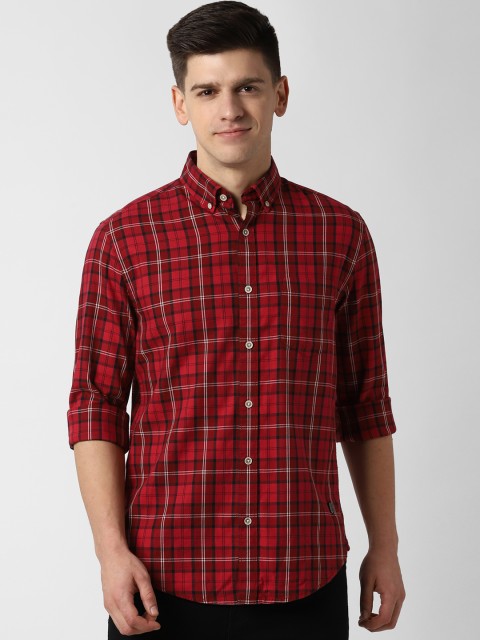 

Peter England Casuals Men Red & Black Slim Fit Checked Casual Shirt