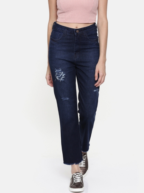 

ZHEIA Women Blue Relaxed Fit High-Rise Mildly Distressed Jeans