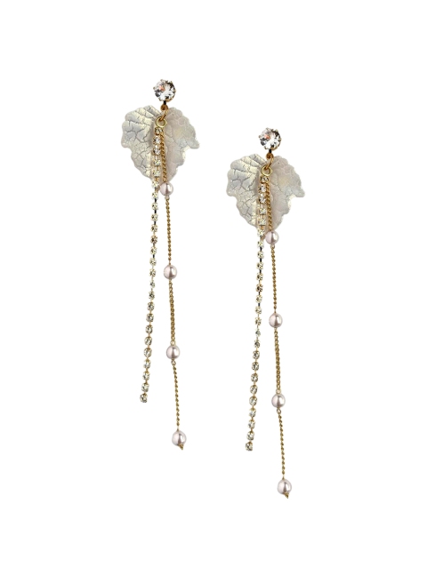 

Foxy Sperks White & Gold-Plated Contemporary Drop Earrings