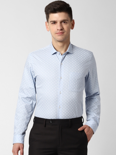 

Peter England Men Blue & White Slim Fit Printed Formal Shirt