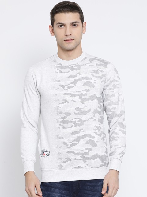 

Richlook Men White & Grey Printed Sweatshirt