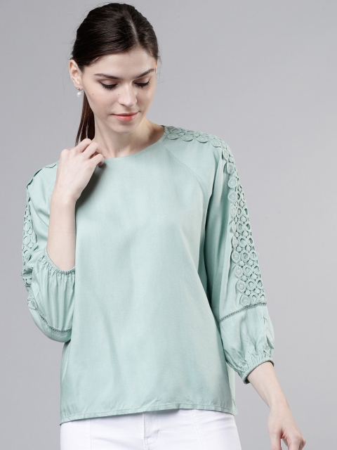 Sea Green Lace Insert Top