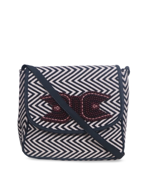 

Diwaah White & Blue Printed Sling Bag