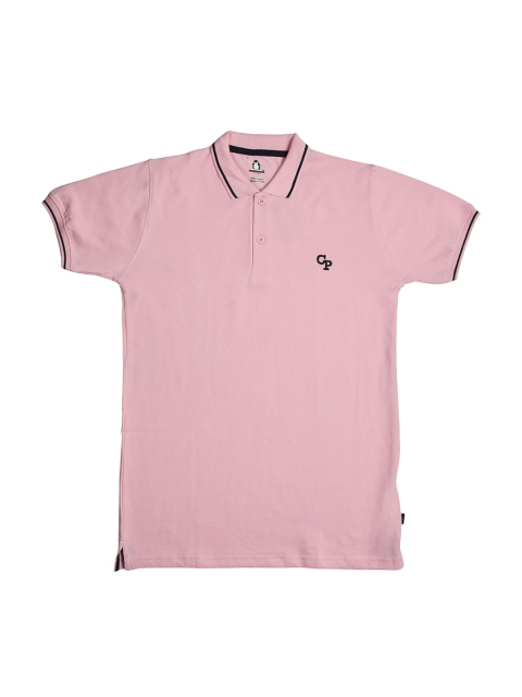 

CRAZYPENGUIN Boys Pink Solid Polo Collar T-shirt