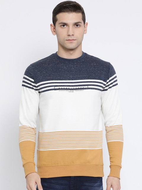 

Richlook Men Blue & White Colourblocked Sweatshirt