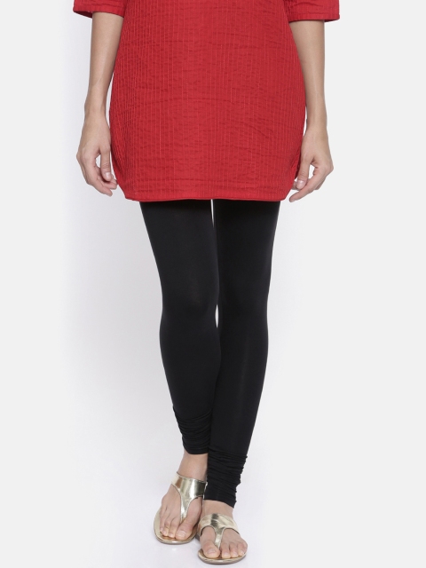 

Bitz Women Black Solid Churidar-Length Leggings