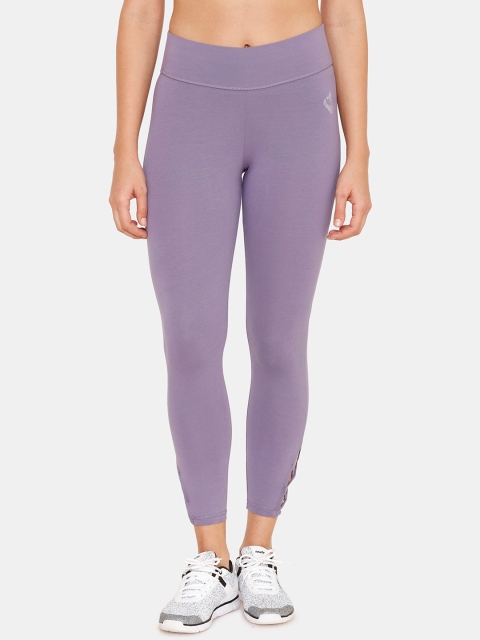 

Zelocity Women Purple Solid Skinny-Fit Tights With Criss Cross Cording