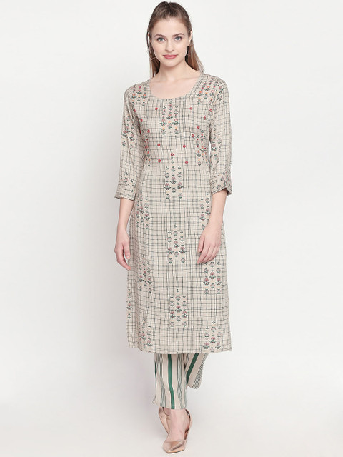 

ZRI Women Khaki Printed Kurta with Trousers