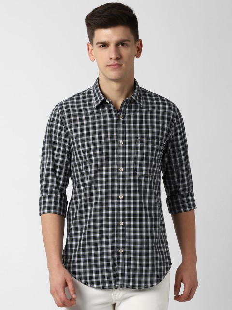 

Peter England Casuals Men Green & Blue Slim Fit Checked Casual Shirt