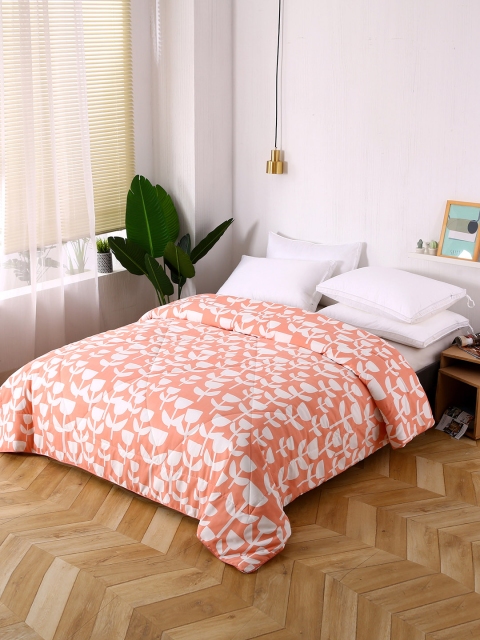 

URBAN DREAM Orange & White Floral AC Room 120 GSM Double Bed Comforter