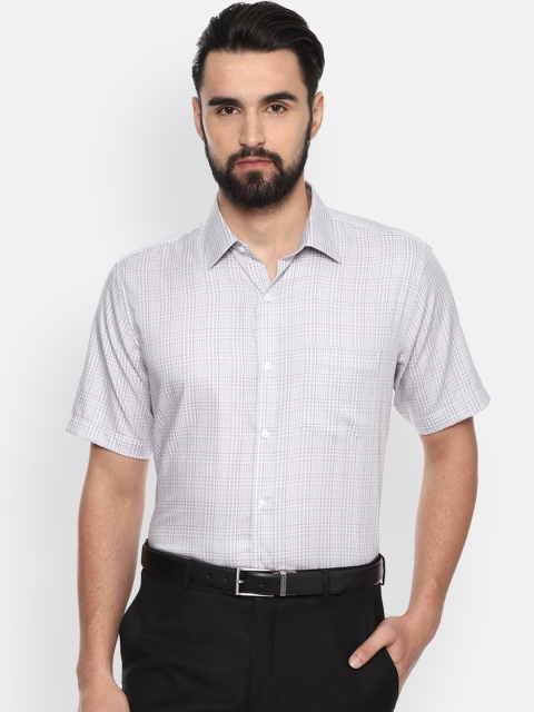 

Van Heusen Men Grey & White Regular Fit Checked Formal Shirt
