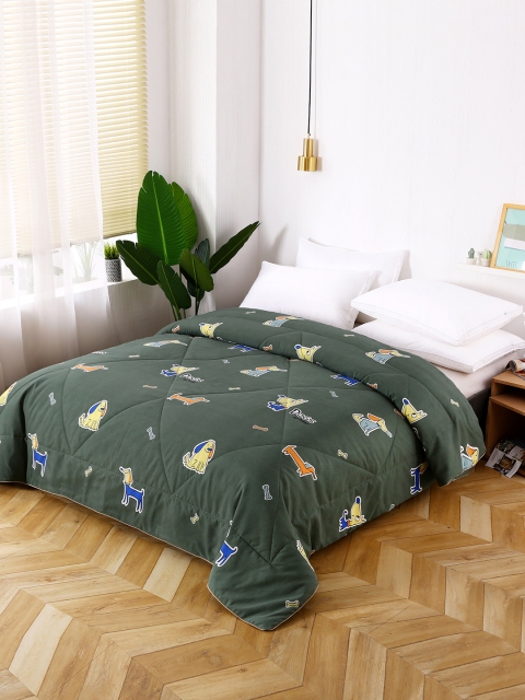 

URBAN DREAM Green & Yellow Cartoon Characters AC Room 120 GSM Double Bed Comforter