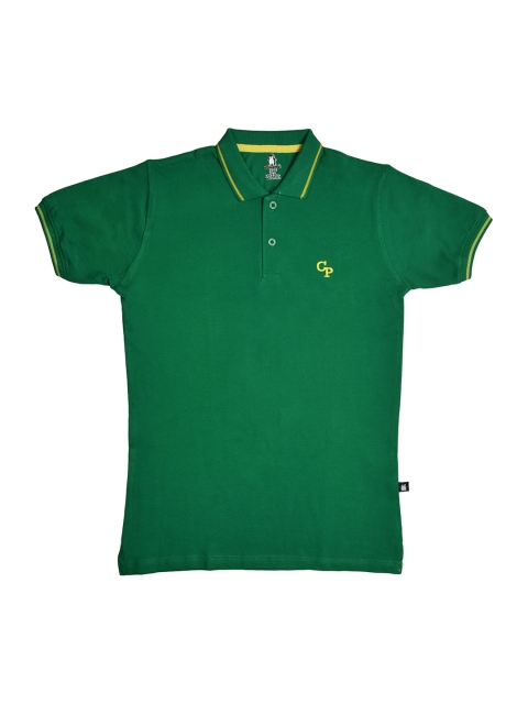 

CRAZYPENGUIN Boys Green Solid Polo Collar Pure Cotton T-shirt
