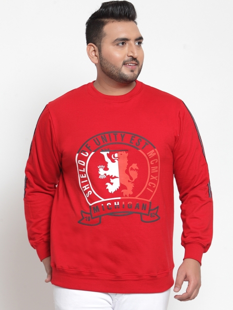plusS Men Red Printed Sweatshirt