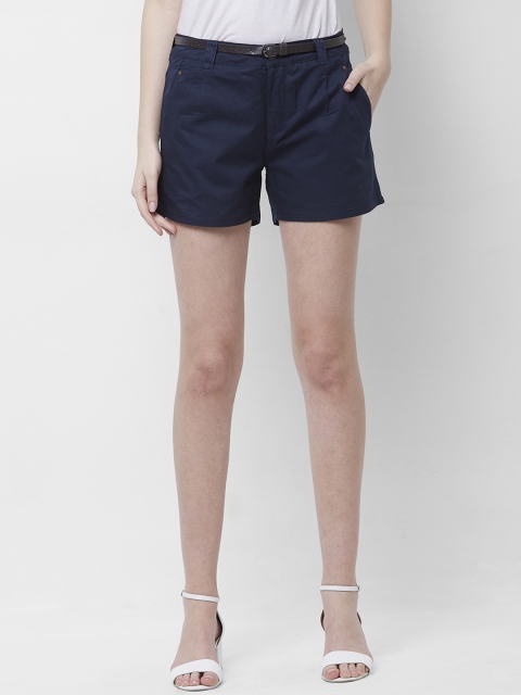 

109F Women Navy Blue Solid Regular Fit Regular Shorts