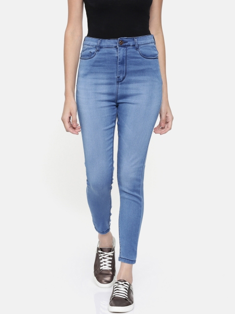 

ZHEIA Women Blue Skinny Fit High-Rise Clean Look Cropped Jeans