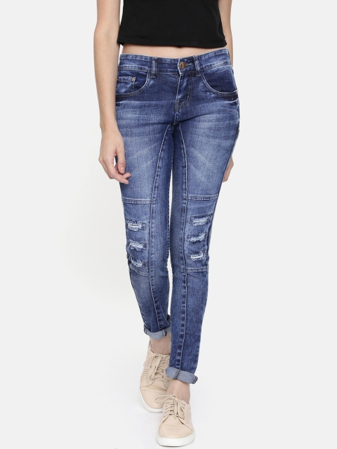 

ZHEIA Women Blue Skinny Fit Mid-Rise Mildly Distressed Jeans