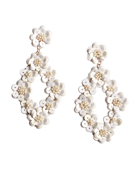 

Foxy Sperks White & Gold-Plated Geometric Drop Earrings