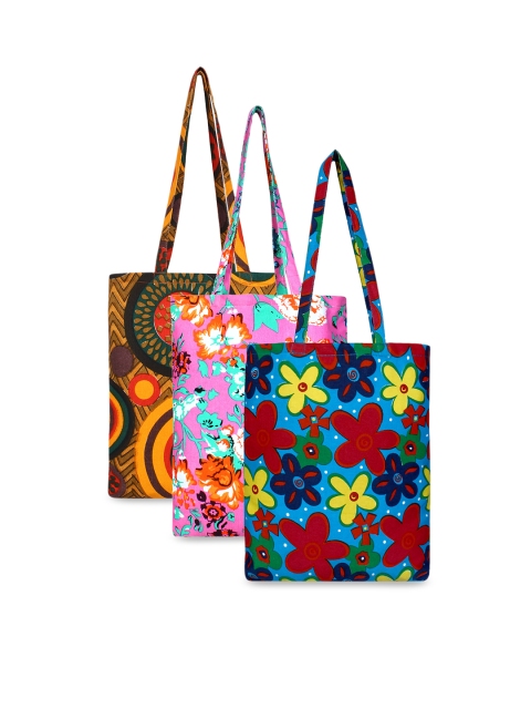 

Anekaant Pack of 3 Printed Eco-Friendly Printed Tote Bag, Multi