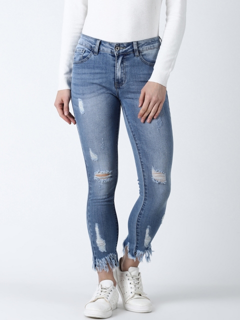 

Deal Jeans Women Blue Slim Fit High-Rise Mildly Distressed Cropped Jeans