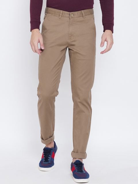Octave Men Khaki Regular Fit Solid Regular Trousers