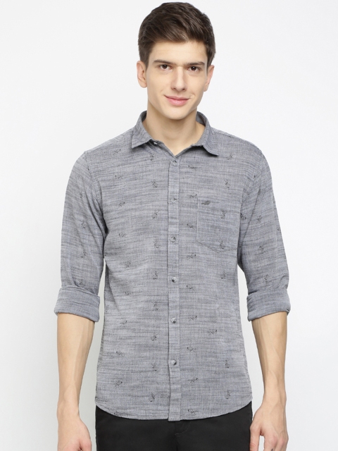 

Crocodile Men Grey Slim Fit Printed Casual Shirt