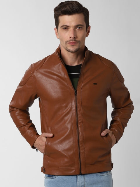 

Peter England Casuals Men Brown Solid Biker Jacket